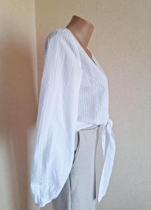 Белая блуза h&amp;m с завязками блузка рубашка блуза блуза4 фото