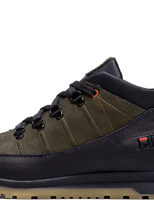 Мужские зимние кожаные кроссовки fila olive classic 101 ч\зел.бот1 фото