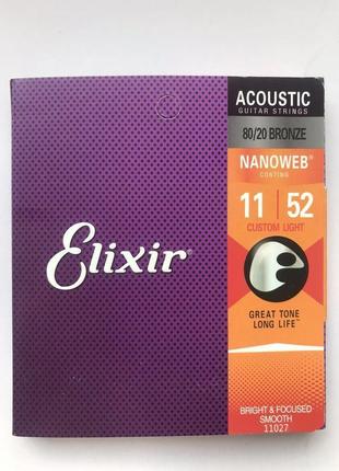 Струни для акустичної гітари elixir 11027 nanoweb 80/20 bronze...