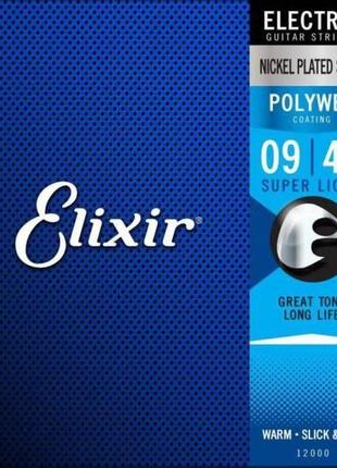 Струни для електрогітари elixir 12000 polyweb nickel plated st...