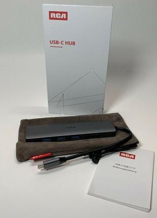 Концентратор rca usb c c112, адаптер usb c, 4k usb c до hdmi, 3 порти usb 3.0, sd/tf