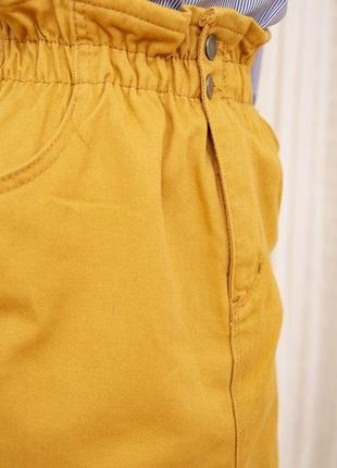 Джинсовая мини-юбка, горчичного цвета, 164r20235 фото
