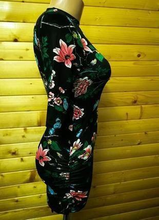 175.яркая вискозная блузка в красивый цветочный принт модного испанского бренда zara4 фото