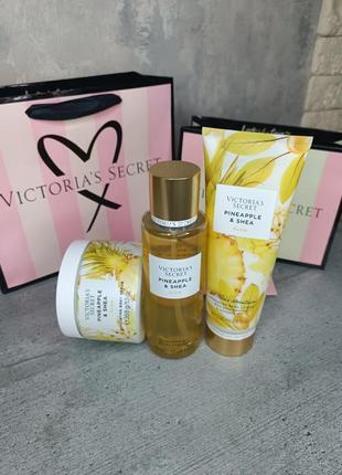 Міст + лосьйон + скраб для тіла natural beauty body care «pineapple & shea». victoria's secret. оригінал 🇺🇸2 фото