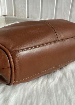 Винтажная коричневая сумка с фертуаром супер мягкая натуральная кожа3 фото