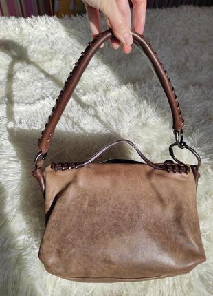 Nicoli кожаная сумка италия кроссбоди кожа кожа кожа кожа кожажаная сумка сумочка коричневая1 фото