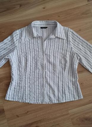 Блуза белоснежная в полоску, кофточка, блузочка1 фото