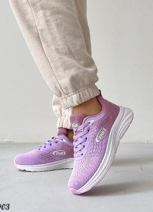 Жіночі фіолетові кросівки текстильні літні весна літо7 фото