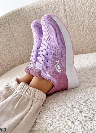 Жіночі фіолетові кросівки текстильні літні весна літо8 фото