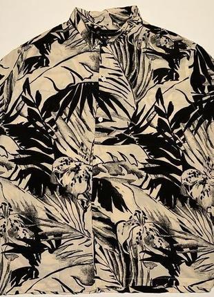 Шведка, рубашка, тенниска allsaints lanai palm short sleeve print shirt in black/white4 фото