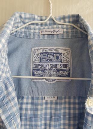 Голубая клетчатая рубашка superdry3 фото