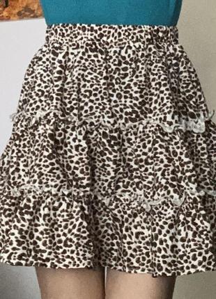 Shein крутая леопардовая мини юбка на резинке как новая3 фото