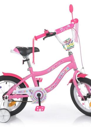 Велосипед дитячий prof1 y14241 14 дюймів, рожевий