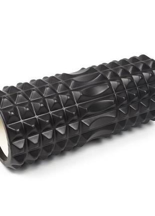 Массажный ролик easyfit grid roller 33 см v.1.2 черный