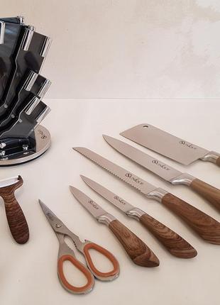 Набір кухонних ножів з підставкою unique un-18332 фото