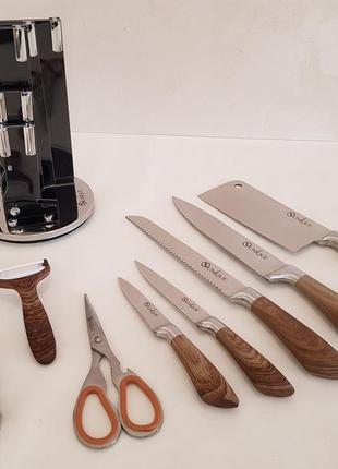 Набір кухонних ножів з підставкою unique un-18337 фото