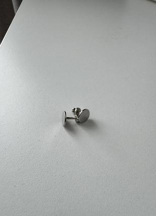 Серебряные серьги-гвоздочки монетка2 фото