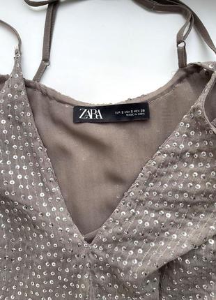 Шикарный топ с пайетками zara р. s, блуза майка7 фото