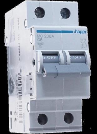Hager mc206a автоматичний вимикач