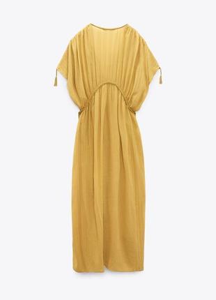 Текстурированное платье-халат миди от zara, размер xs-s, м-l5 фото