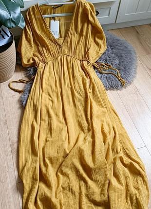 Текстурована сукня-халат міді від zara, розмір xs-s, м-l