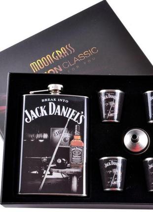 Похідний туристичний набір "jack daniels" 6в1: фляга, 4 чарки,...