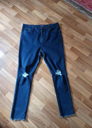 Эластичные синие джинсы скинни 18 размер батал большой размер