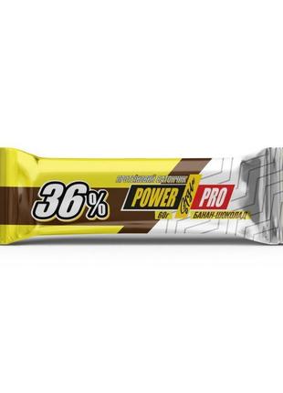Спортивний протеїновий батончик power pro 36% (60 g, банан-шок...