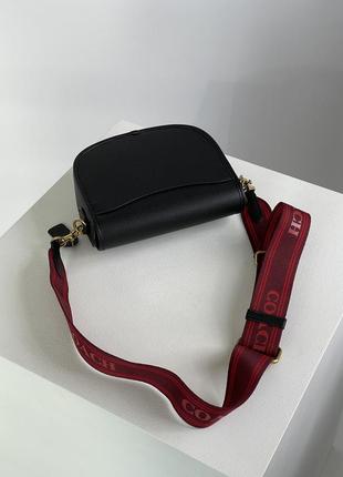 Сумка coach polished pebble willow saddle bag black9 фото