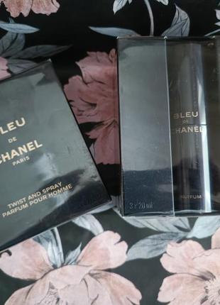 Chanel bleu de chanel parfum twist and spray set парфюм мужской4 фото