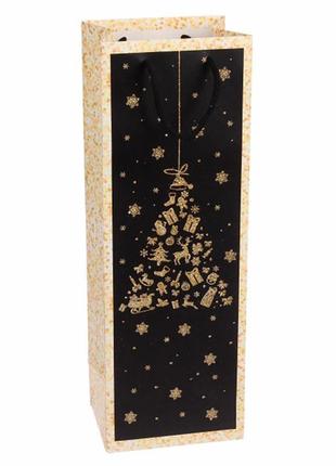 Новорічний пакет "christmas tree" 12*35*9 см, колір чорний