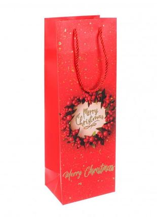 Новорічний пакет "christmas wreath", 12*35*9 см
