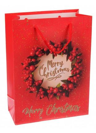 Новорічний пакет "christmas wreath" 31*40*12 см., картон ламін...