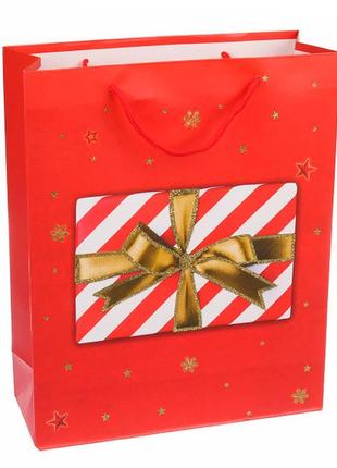 Новорічний подарунковий пакет "gift" 18*24*8.5 см, ламінований...