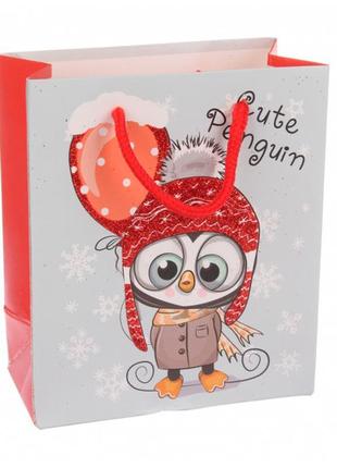 Новорічний пакет "cute penguin" 26*32*10 см., ламінований картон