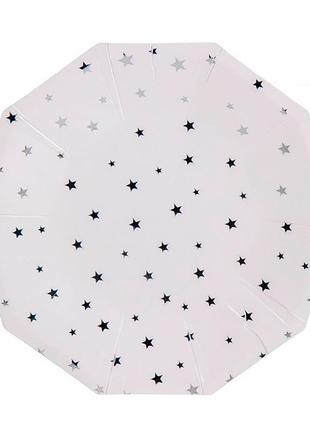Паперові тарілки "срібні зірочки" (10 шт.), ø - 18 см