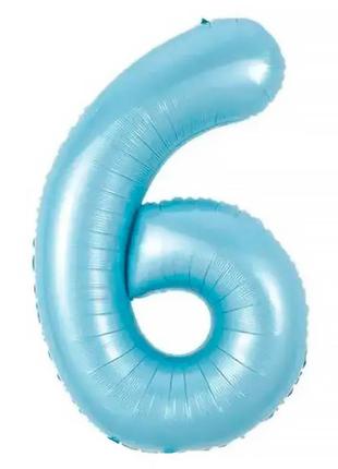 Кулька цифра "6" (80 см) колір блакитний