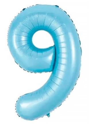 Кулька цифра "9" (80 см) колір блакитний
