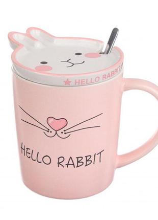 Чашка керамічна "hello rabbit", 350 мл. + ложечка