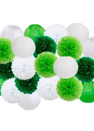 Святковий декор "white and green" набір 21 шт, розмір - 25 см