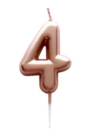 Свічки - цифри торт "4", висота - 4.5 см, колір - рожеве золото