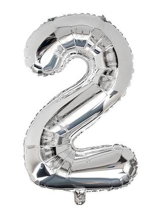 Кулька цифра "2" (80 см) колір срібло