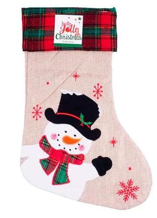 Різдвяна шкарпетка для подарунків "сніговик", розмір - 40*26 см