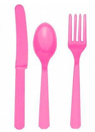 Пластикові столові прилади для дітей "pink", набір 24 предметів