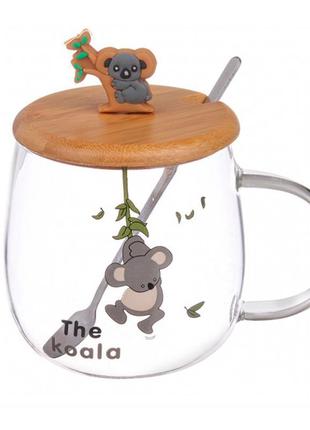 Чашка керамічна "the koala", 480 мл + ложечка і кришечка
