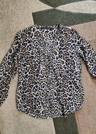 Блуза блузка рубашка хс,с размер 34,36 леопардовая тигровая