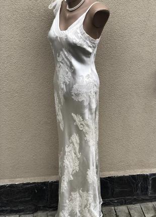 Шелковое вечернее,свадебное платье, бельевой стиль, вышивка бисером,сарафан monsoon10 фото