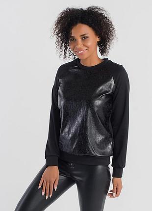 Свитшот с вставкой из кожзама