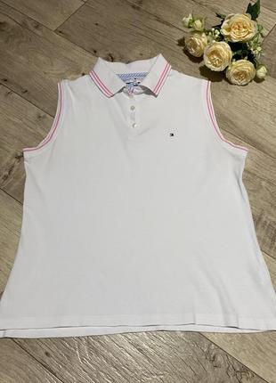 Белое поло tommy hilfiger, р. l-xl