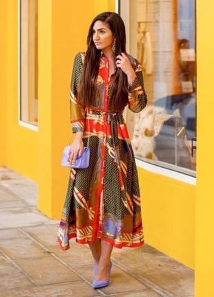 Zara яркое редкое платье, длинное, платочный принт c-m, то самое платье!